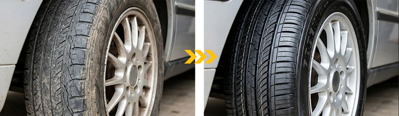 Tire shine before and after - angle 4